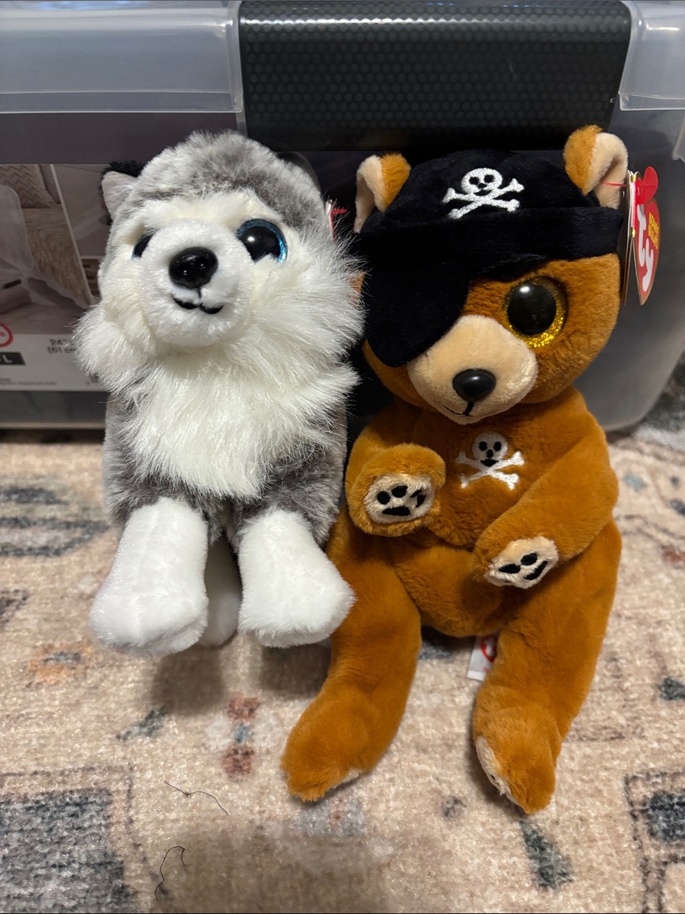 Ty Plush Husky and Pirate Bear - new with tags